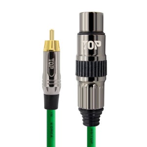 HDTOP 국산 RCA 수 TO XLR 암 케이블 메탈 그린 1M HT-TP7163