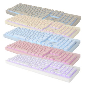 지클릭커 오피스프로 PWK104 푸딩키캡 RGB MOOD 풀윤활 저소음 무선 블루투스 키보드 퓨어화이트