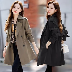 캐주얼 슬림핏 패션 여성 트렌치코트 여성 허리조임 트렌치코트 패션 루즈핏 트렌치 코트