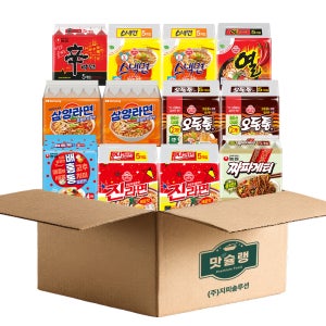 [맛슐랭] 멀티세트 신라면5+짜파게티5+삼양라면10+진라면매운맛10+열라면5+배흥동비빔면4+오동통라면10+스낵면10