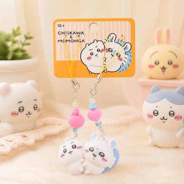 먼작귀 치이카와 모몽가 우사기 하치와레 자석 커플 키링 가방고리 A타입 Chiikawa Usagi