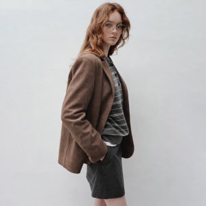 [르] suede single-breasted blazer (khaki brown)