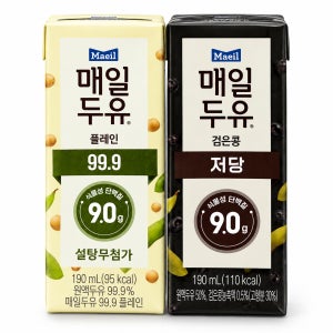 매일두유 99.9 플레인 190ml 24팩 + 검은콩 저당 190ml 24팩