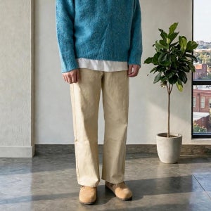 남자 면 세미와이드 치노팬츠 오버핏 올드머니룩 통 코튼 바지