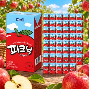 매일 피크닉 사과 200ml x 48팩 (24팩x2박스) 팩주스 팩음료수 아는맛이라 더 맛있는