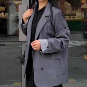 더블 버튼 하프 자켓 세미 오버핏 가을 여자 테일러드 정장자켓 블레이저