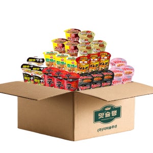 [맛슐랭] 소컵10종 짜파게티범벅3 + 오징어짬뽕3 + 너구리3 +진짬뽕3 + 진라면 매운3 + 진라면 순한3 +불닭볶음3 + 까르보불닭볶음3 + 참깨라면3+ 사리곰탕 컴 3