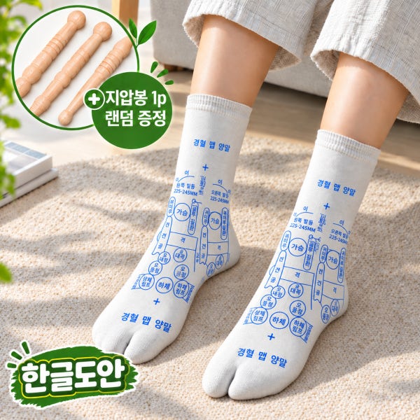 벨라룸 한글 도안 풋테라피 발 마사지 발바닥 혈자리 지압 양말 효도 선물