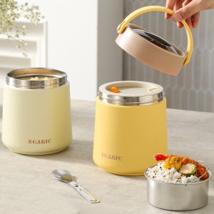 스가킥 2단 진공 보온도시락통 직장인 수능 이유식 성인푸드자 스텐죽통 숟가락세트1000ml