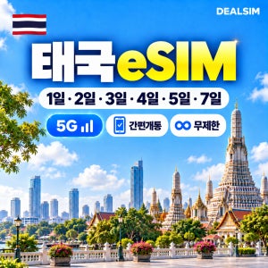 태국이심 5G/LTE eSIM 방콕 푸켓 치앙마이 파타야 7일, 무제한