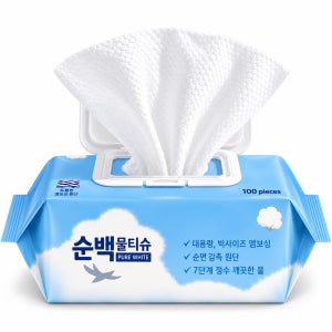 다용도 순백 물티슈 캡형 100매 20팩