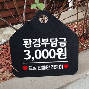 카페매장고지용 환경부담금3000원 오각형안내판 벽걸이 가게공지표지판