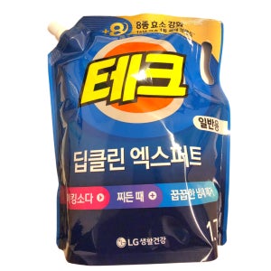 엘지생활건강 테크 딥클린 엑스퍼트 일반용 리필 1.7L, 4개