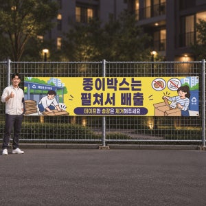 종이박스는 펼처서 배출 맞춤제작 현수막 실내외 광고행사 안내 대형 출력 사방아일렛 대