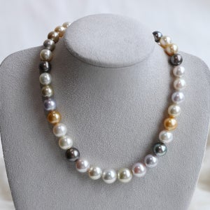 남양 멀티컬러 해수진주 10-13mm 비드 목걸이