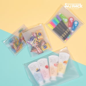 PVC 슬라이드 지퍼백 소프트 투명 반투명 다용도 파우치 인쇄 가능 7.5x7.5 10장