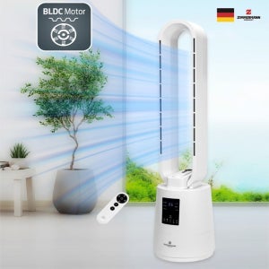 짐머만 BM383W 저소음 BLDC UV 공기청정 날개없는 스탠드 선풍기 리모컨