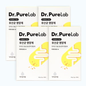 [15% 추가할인] 닥터퓨어랩 강아지 유산균 프로바이오틱스 피부 장건강 영양제 30포, 4개