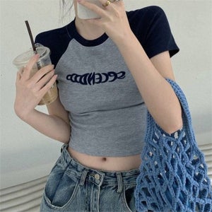 슬림핏 여성 크롭 티 바디핏 여성 반팔 티 이너웨어 꾸안꾸