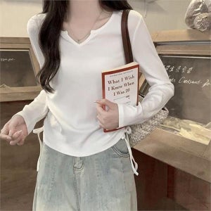 바디핏 여성 크롭 티 슬림핏 여성 긴 팔 티셔츠 데일리