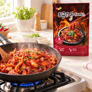 통큰손 쭈꾸미 양념 쭈꾸미 볶음 캠핑 밀키트 인천 계양 맛집 매운맛, 500g, 5개