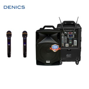 돌잔치 행사장 데닉스 2채널 무선마이크 200W 블루투스 충전식이동형스피커 DY-203NW