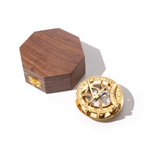 SUNDIAL COMPASS 4 IN WOODEN BOX 해시계 나침반 팔각형박스세트
