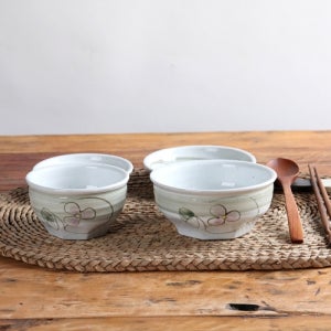 도자기그릇 세잎꽃 밥공기 국그릇 1인 세트 공기 대접 세트