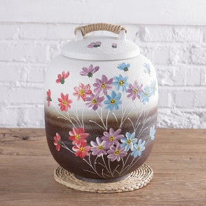 분청 일자 투톤 코스모스 쌀독 10kg 도자기 쌀항아리