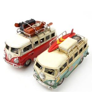 틴 양철 캠핑카 모형 버스 모형 17cm 2종 택1 실물축소 레트로 복고풍 빈티지 홈데코 매장 꾸미기 장식 소품