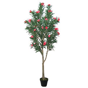 인조목 조화꽃 유도화 협죽도 올랜더 꽃나무 175cm 4개 세트 조화 식물 인조 나무 화분