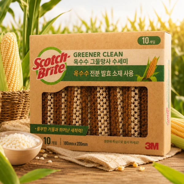 3M 스카치 옥수수 그물망사수세미 10개입
