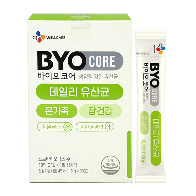 <b>CJ BYO</b> 바이오코어 데일리 유산균 30포 CJLP-243 김치유산균