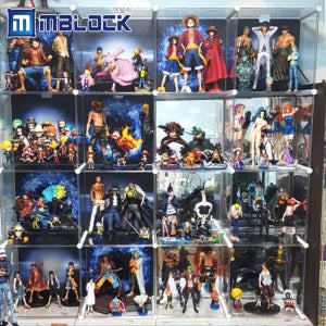 엠블럭 F타입 4층x4칸 16칸형(뒷덮개 16개포함) 원피스피규어장식장 피규어진열장