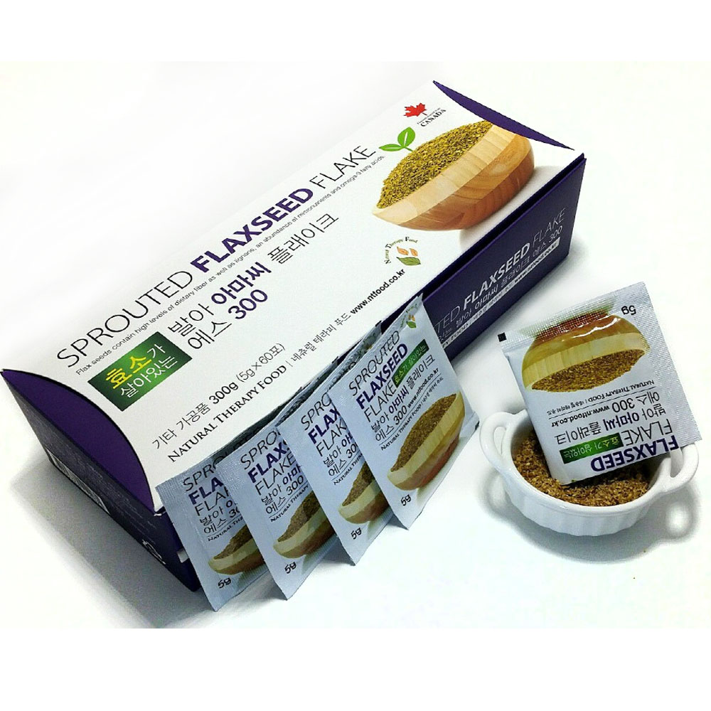 볶지않아 효소가 살아있는 오메가3 풍부한 발아<b>아마씨</b> 플레이크 S300 60포 국내제조