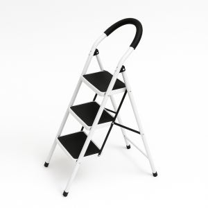 접이식 사다리 가정용 업소용 작업용 광폭 발판 계단 사다리 3단 화이트 MI-L90S3