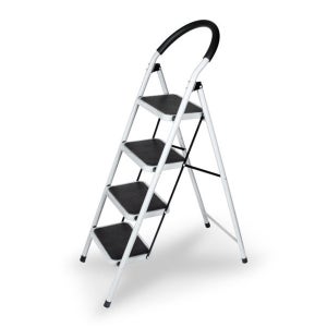 가정용 접이식 사다리 계단식 4단 화이트 MI-L90S4