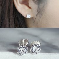 원포인트 큐빅 실버 귀걸이3mm/5mm/7mm/9mm