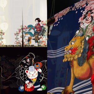 노렌 출입구 가림막 / 일식 디자인 인테리어 커텐 주문 제작