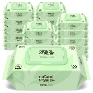 네츄럴오가닉 오리지널 플레인 스마트 캡형 아기물티슈 100매, 20개