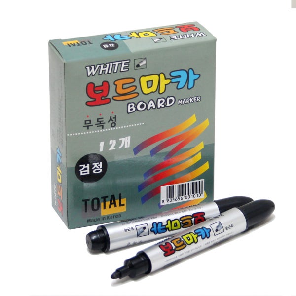 토탈 보드마카 12개입 (색상선택) 2mm 화이트 보드마커 마커펜 아크릴펜