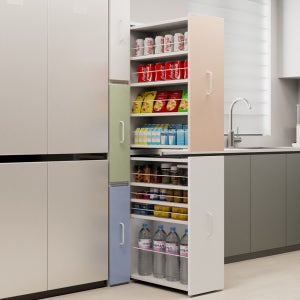 비스포크 슬라이딩 틈새장 폭160 깊이615 높이630 주방 냉장고 싱크대 수납장 팬트리장