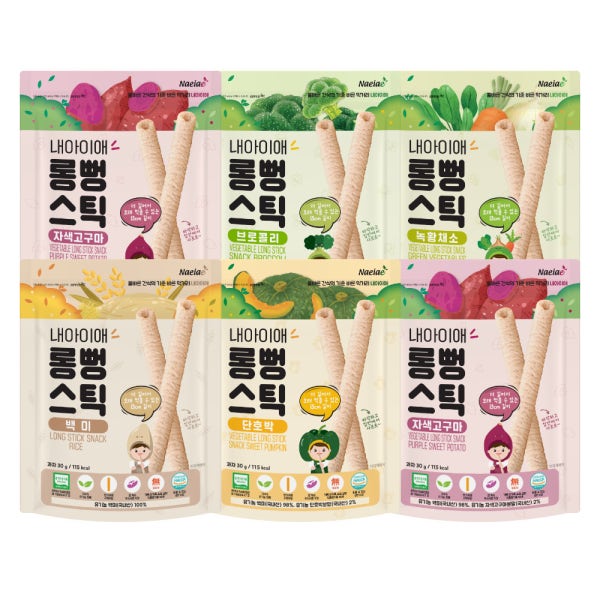 내아이애 떡뻥 돌 아기과자 간식 유기농 롱뻥 야채스틱 6종 세트외 18종 (10+2)
