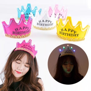 LED 램프 생일 왕관 왕자 생분장 의상 생일 머리띠 파티
