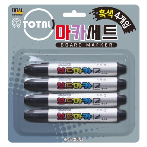 토탈 보드마카 검정(4입) 화이트보드 마커펜