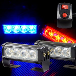 12V LED 각도조절 스트로브 파박이 경광등 BH62033-2-4H/블루-레드 4발 LED 경광등