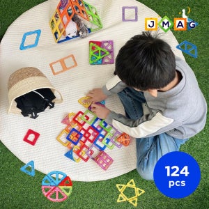 슈퍼제이맥 124pcs 자석 블럭 유아 어린이 장난감 유치원 어린이집 교구 맥포머스 호환