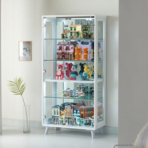 에버딘 와이드 장식장(화이트) led진열장 유리장 수납장 피규어 건담 인테리어