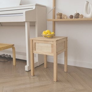 에코상사 고무나무 원목 수납스툴 나무 화분 다이 정리 받침 화장대