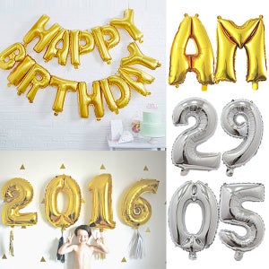 알파벳/숫자 은박풍선모음 골드 실버 장식 데코 생일 용품